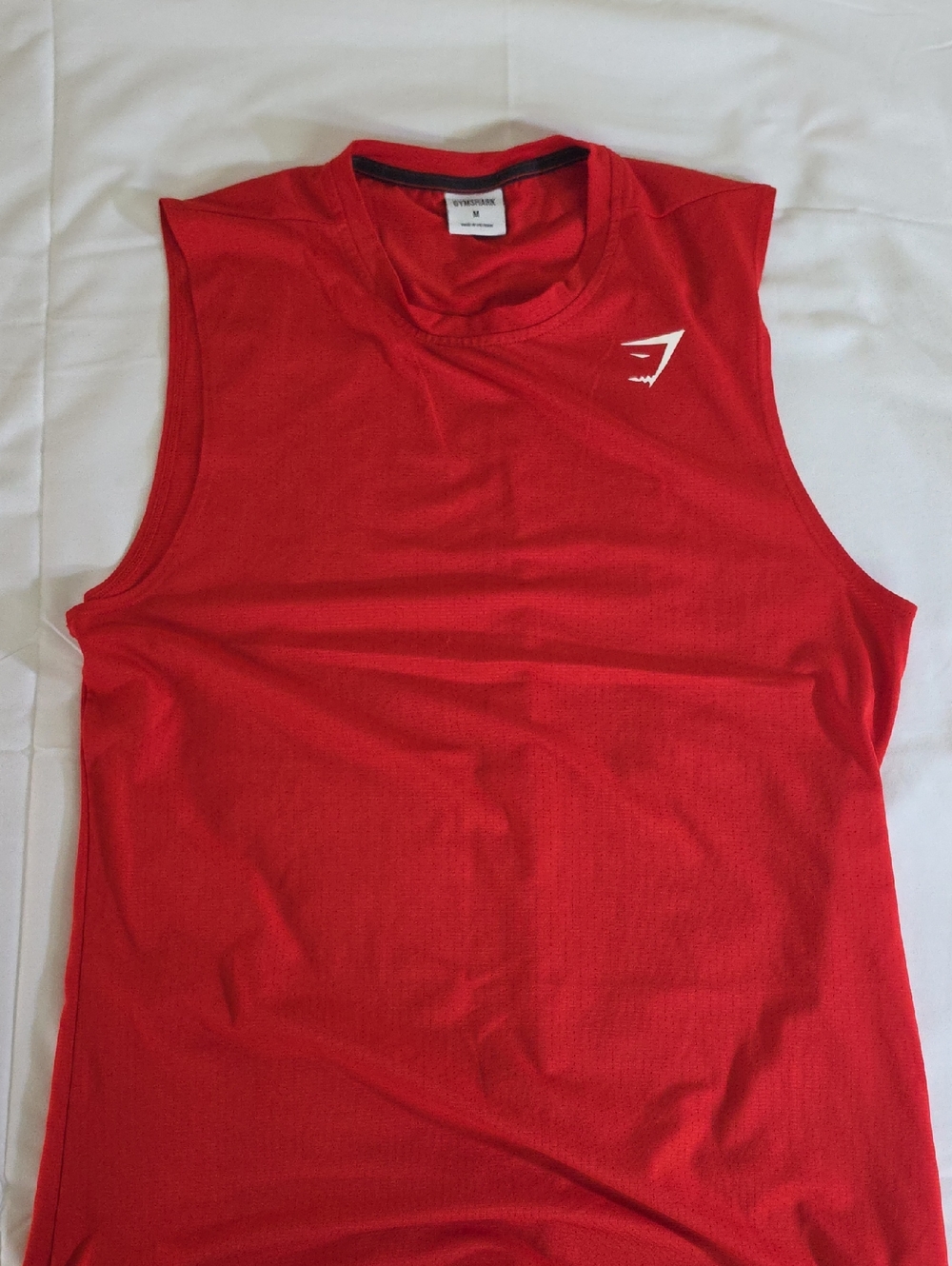 Gymshark Red Sleeveless Workout Tank with White Logo